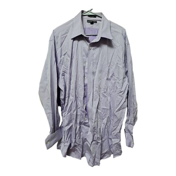 610 - Saks Fifth Avenue Mens Shirt XL Button Up Long Sleeve Purple 17.5 36/37 - Picture 1 of 3